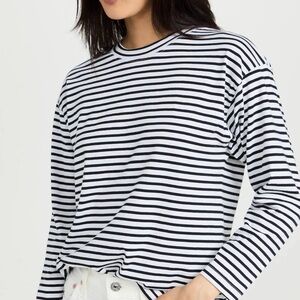 AYR Black and White Striped Long Sleeve Tee